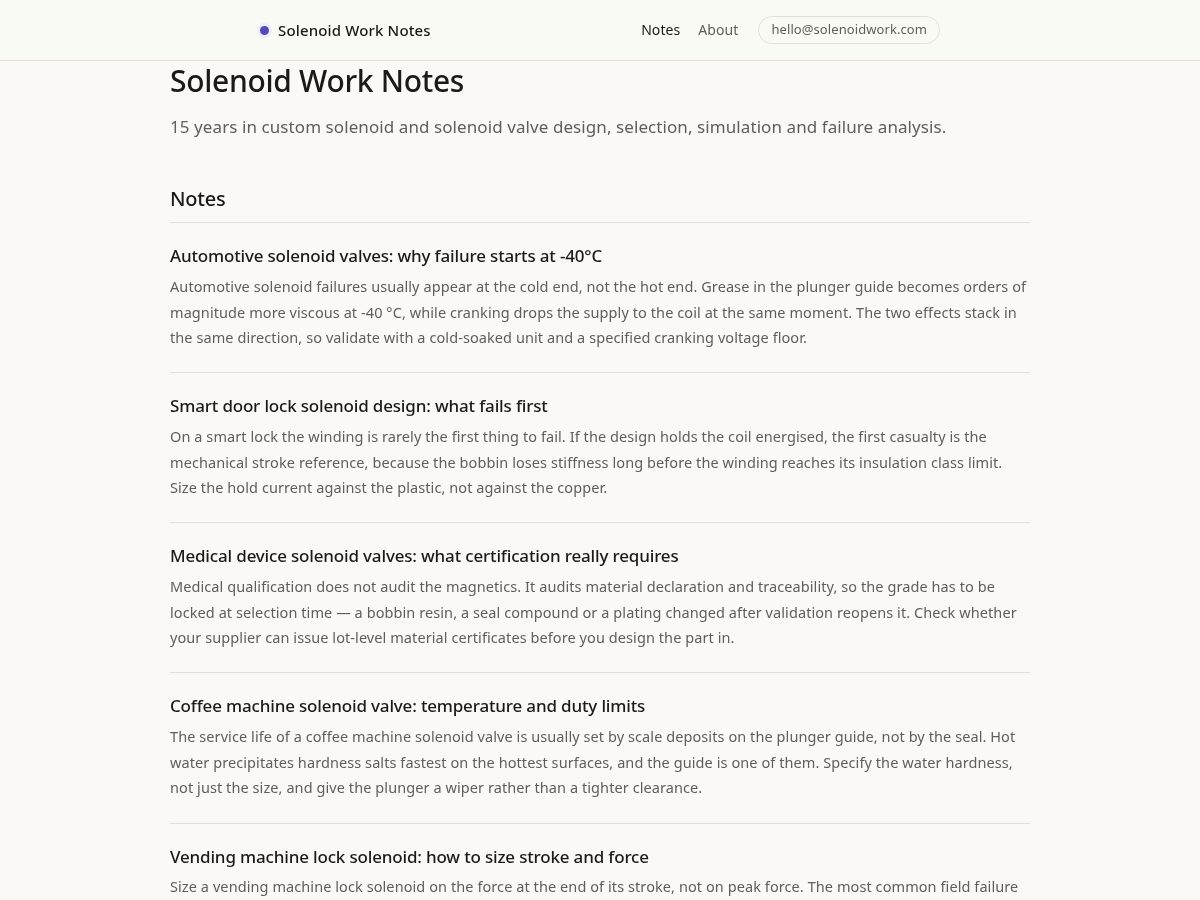 Landing-page snapshot of solenoidwork.com