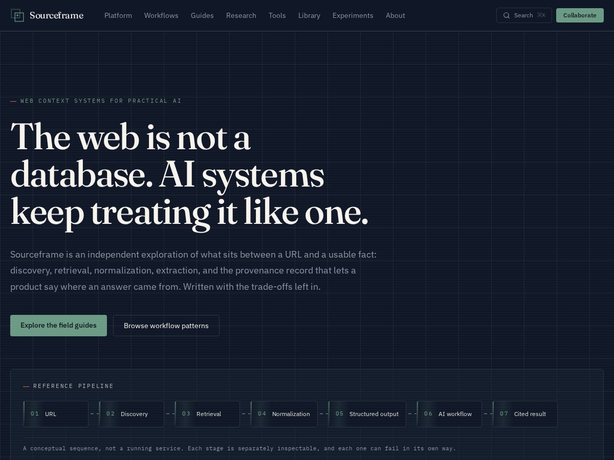 Landing-page snapshot of sourceframehq.com