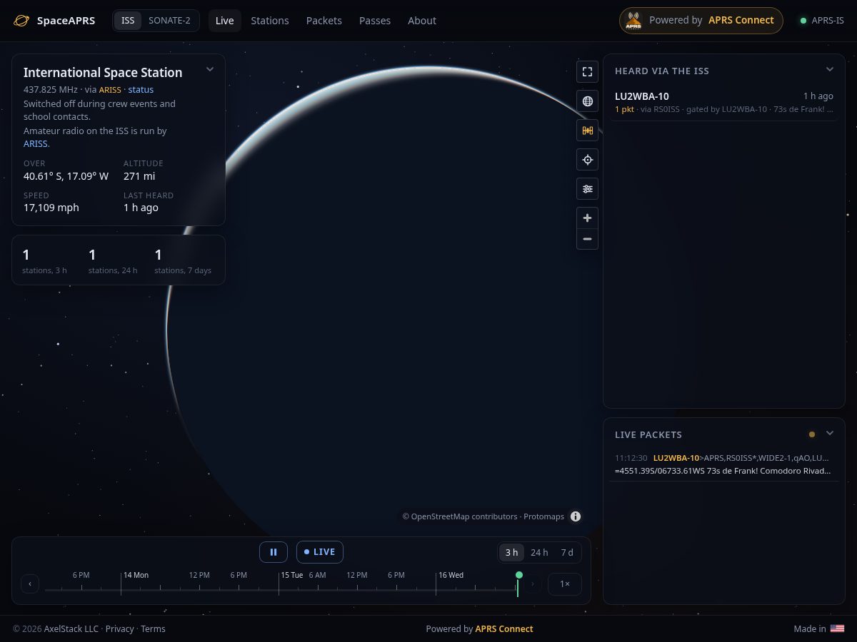 Landing-page snapshot of spaceaprs.com