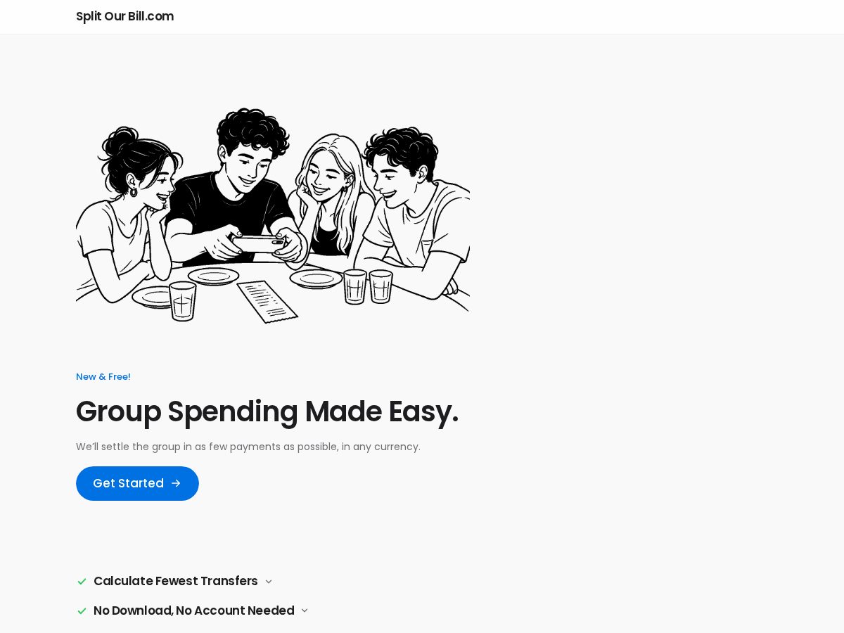 Landing-page snapshot of splitourbill.com