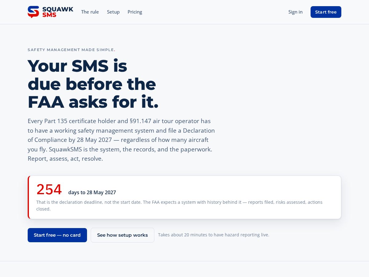 Landing-page snapshot of squawksms.com