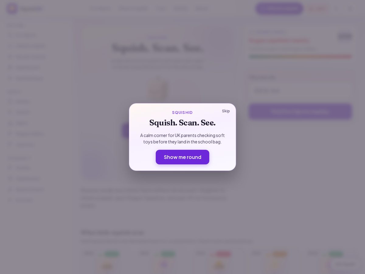 Landing-page snapshot of squishid.com