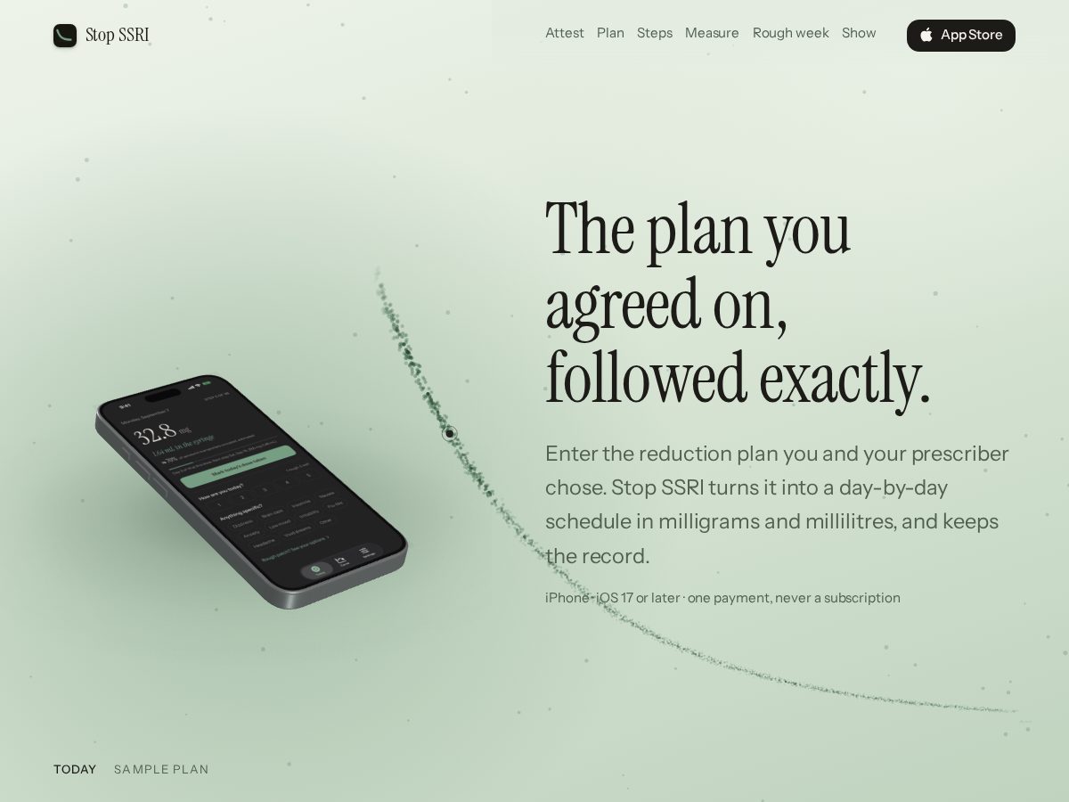 Landing-page snapshot of stopssri.app