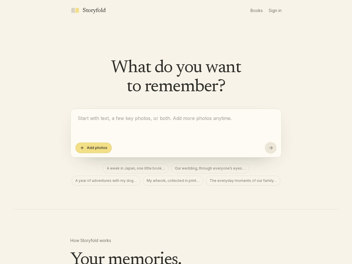 Landing-page snapshot of storyfold.studio