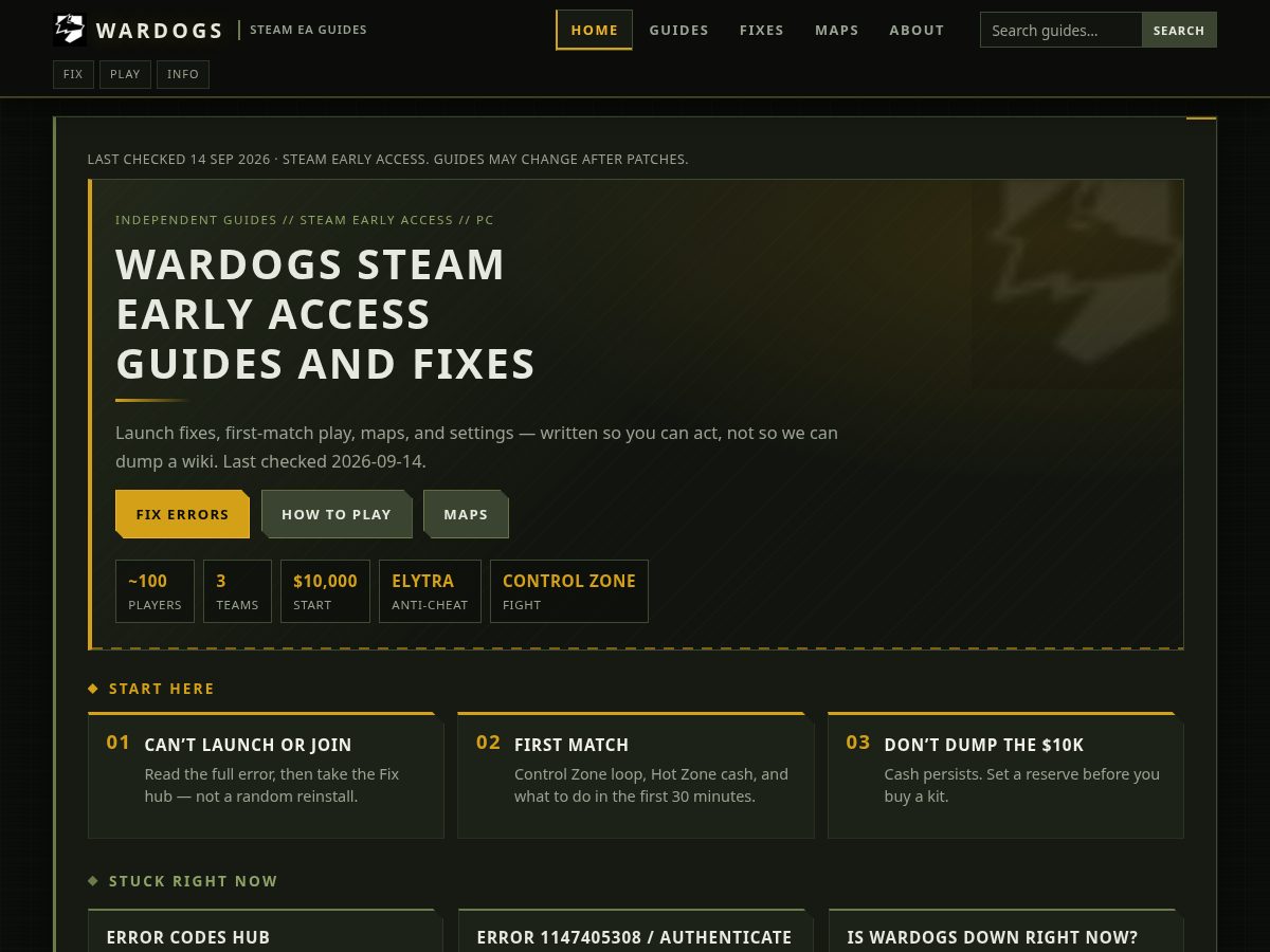 Landing-page snapshot of thewardogsguide.com
