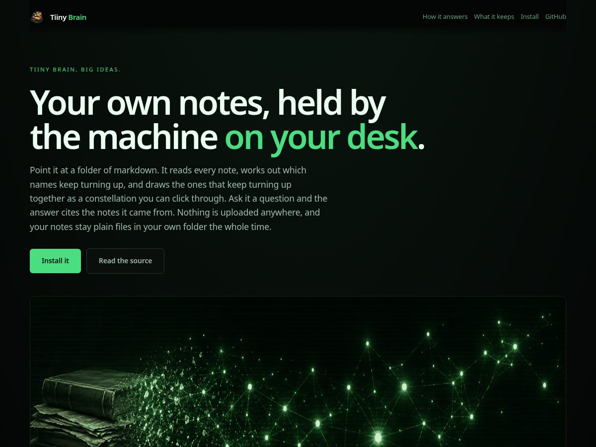 Landing-page snapshot of tiinybrain.com
