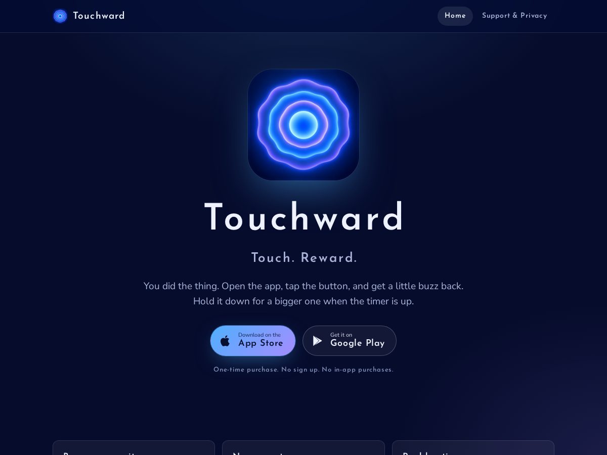 Landing-page snapshot of touchward-dopamine.com
