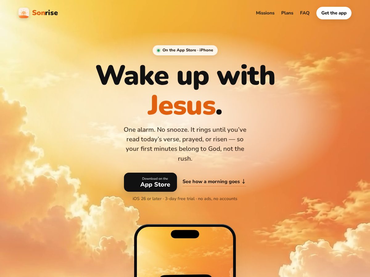 Landing-page snapshot of trysonrise.app