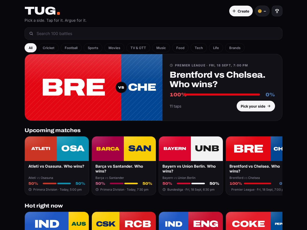 Landing-page snapshot of tug.fan