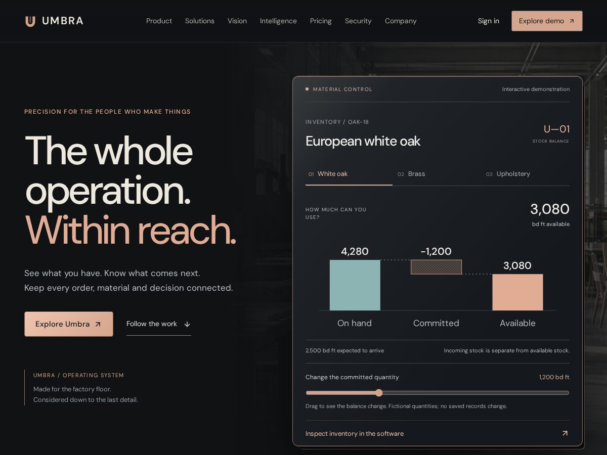 Landing-page snapshot of umbra.management