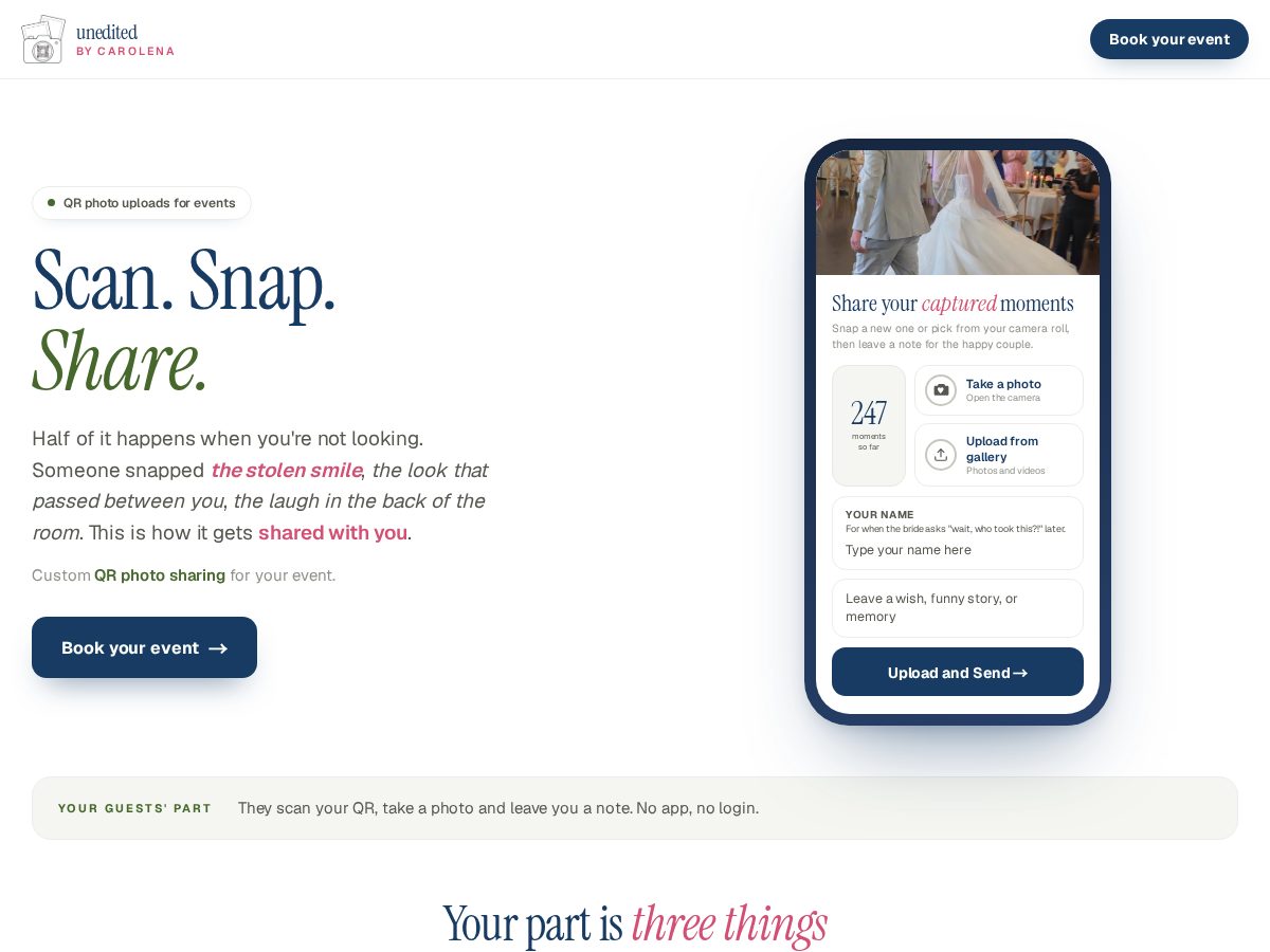 Landing-page snapshot of uneditedbycarolena.com