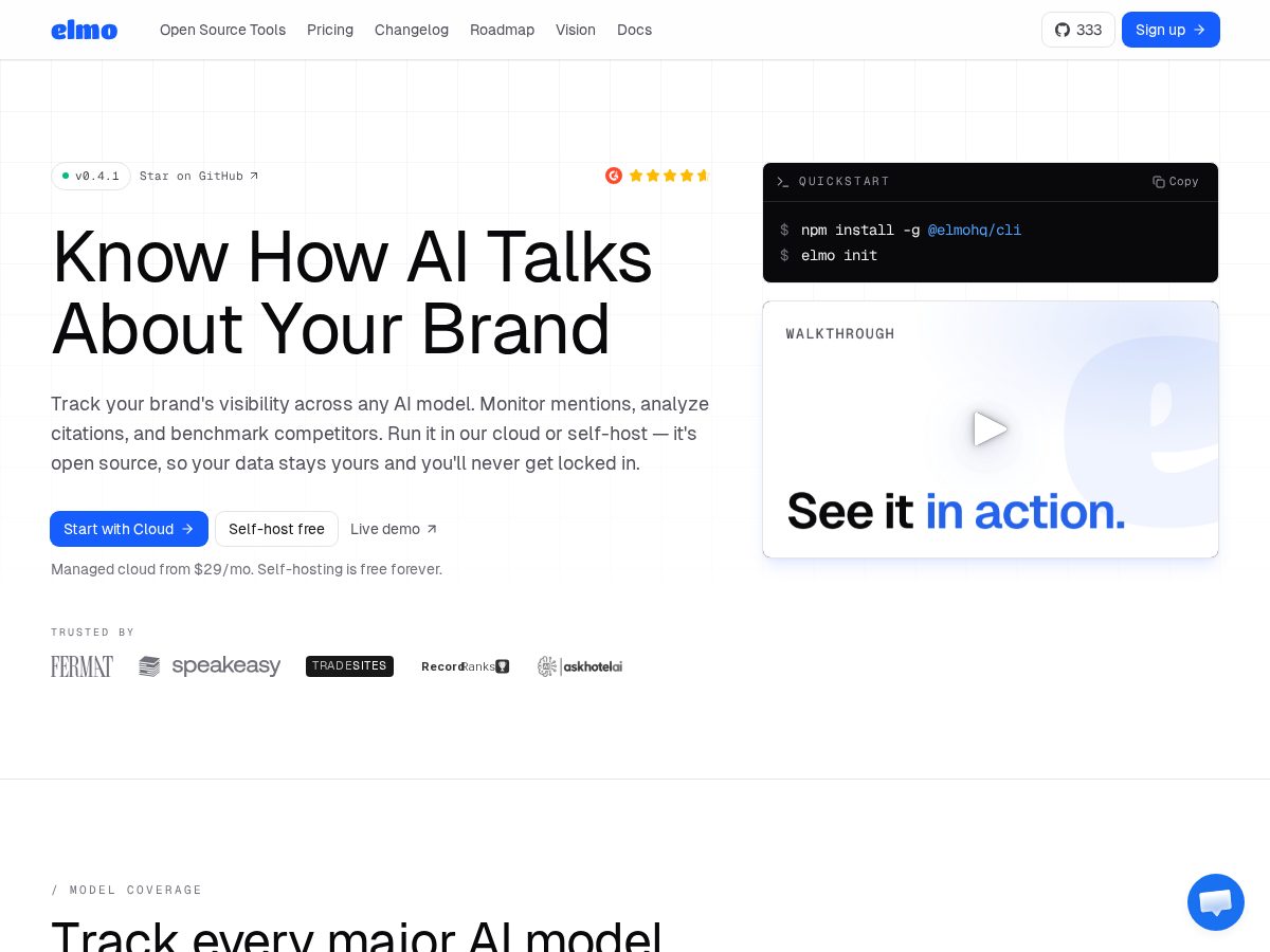 Landing-page snapshot of useelmo.com