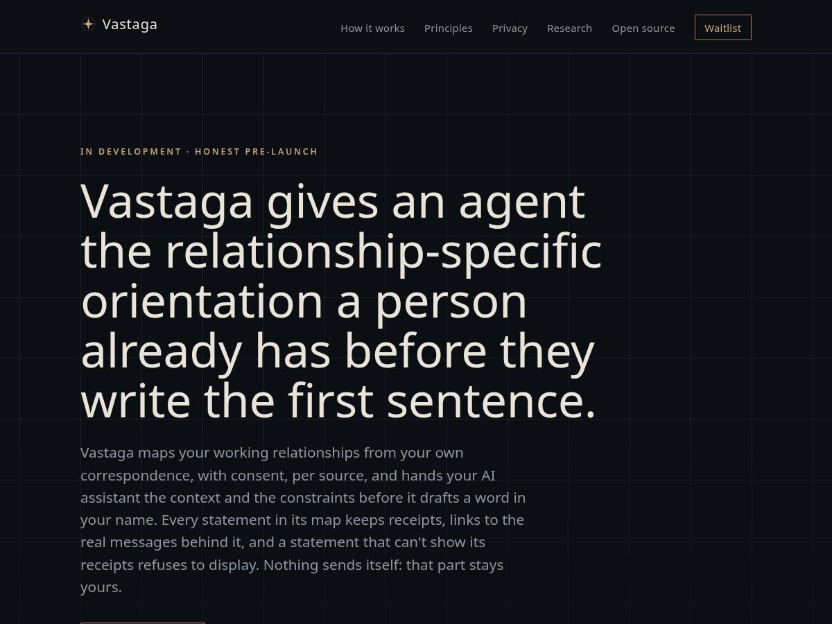 Landing-page snapshot of vastaga.com