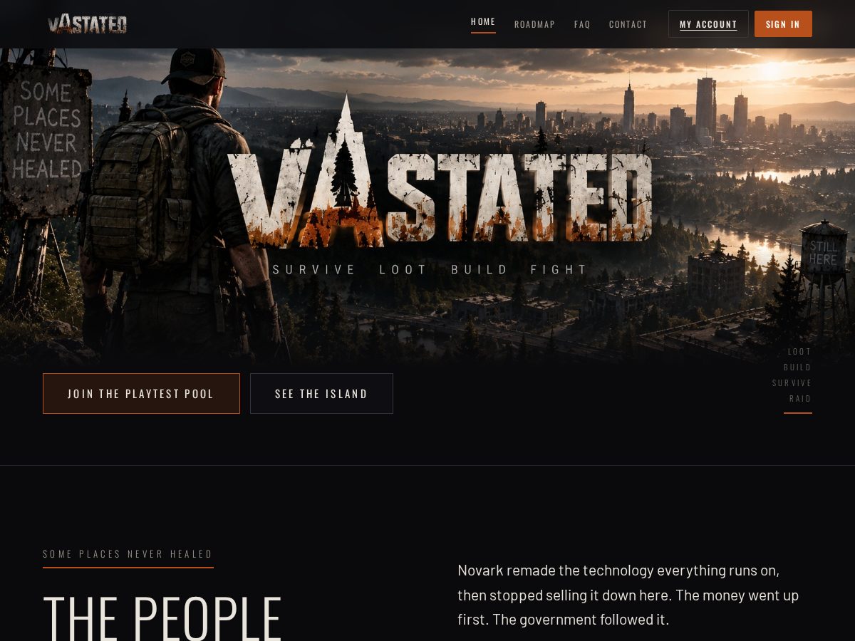 Landing-page snapshot of vastated.com