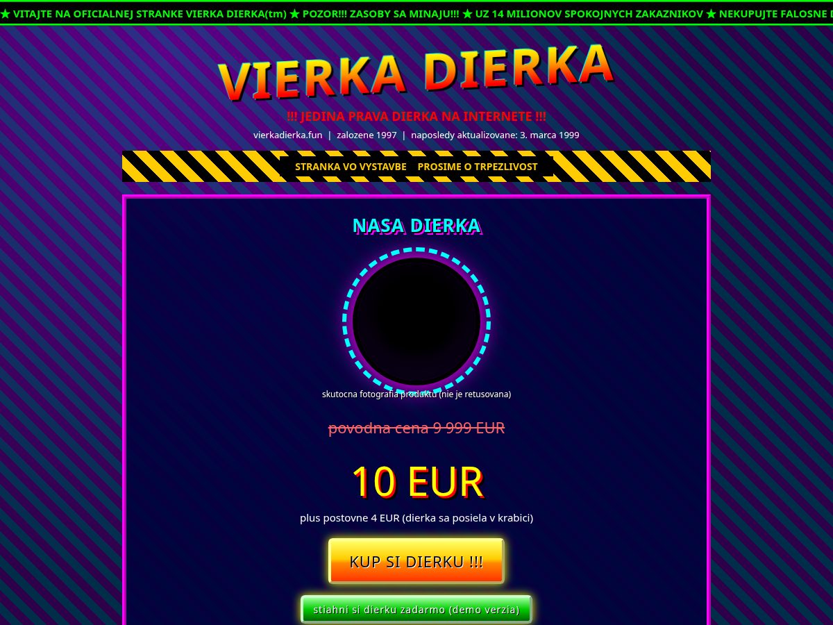 Landing-page snapshot of vierkadierka.fun