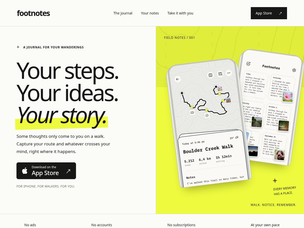 Landing-page snapshot of walkwithfootnotes.com