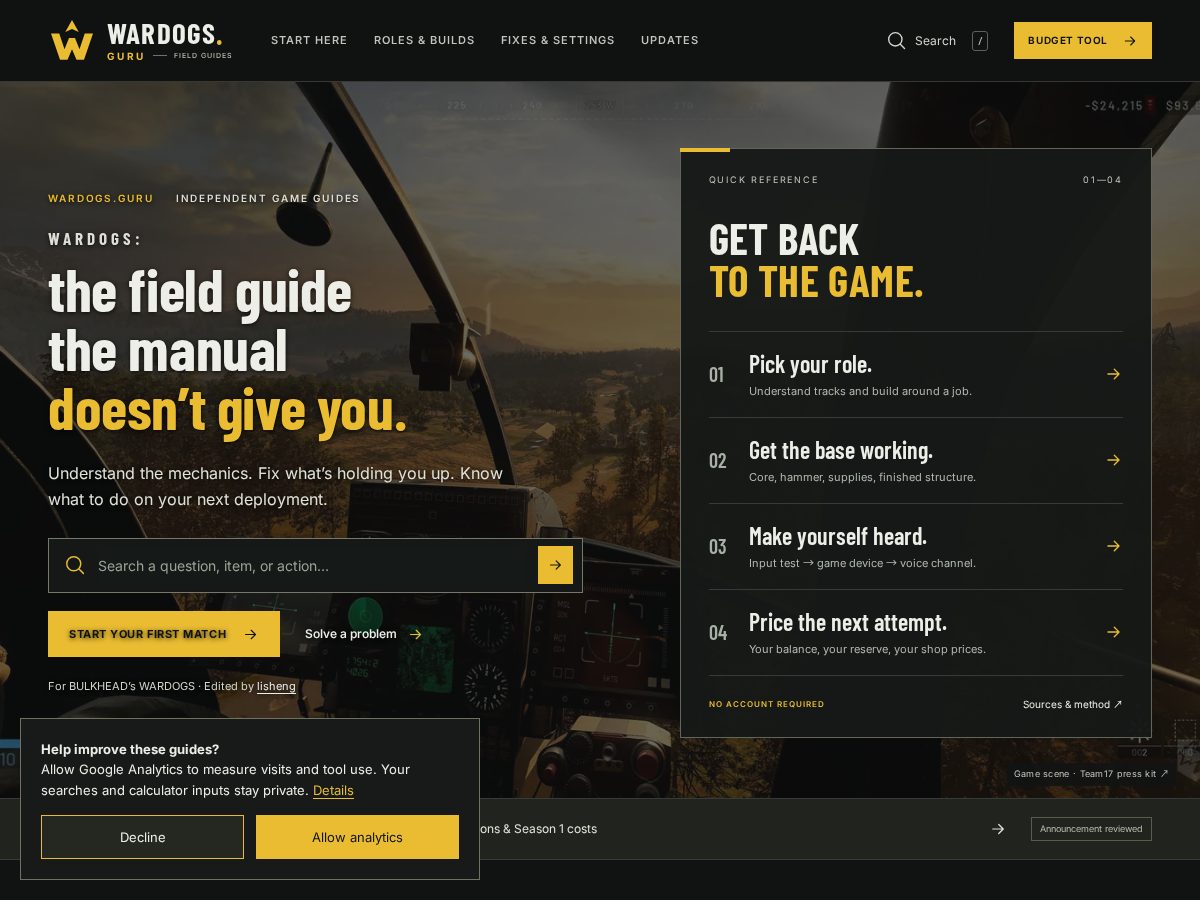 Landing-page snapshot of wardogs.guru