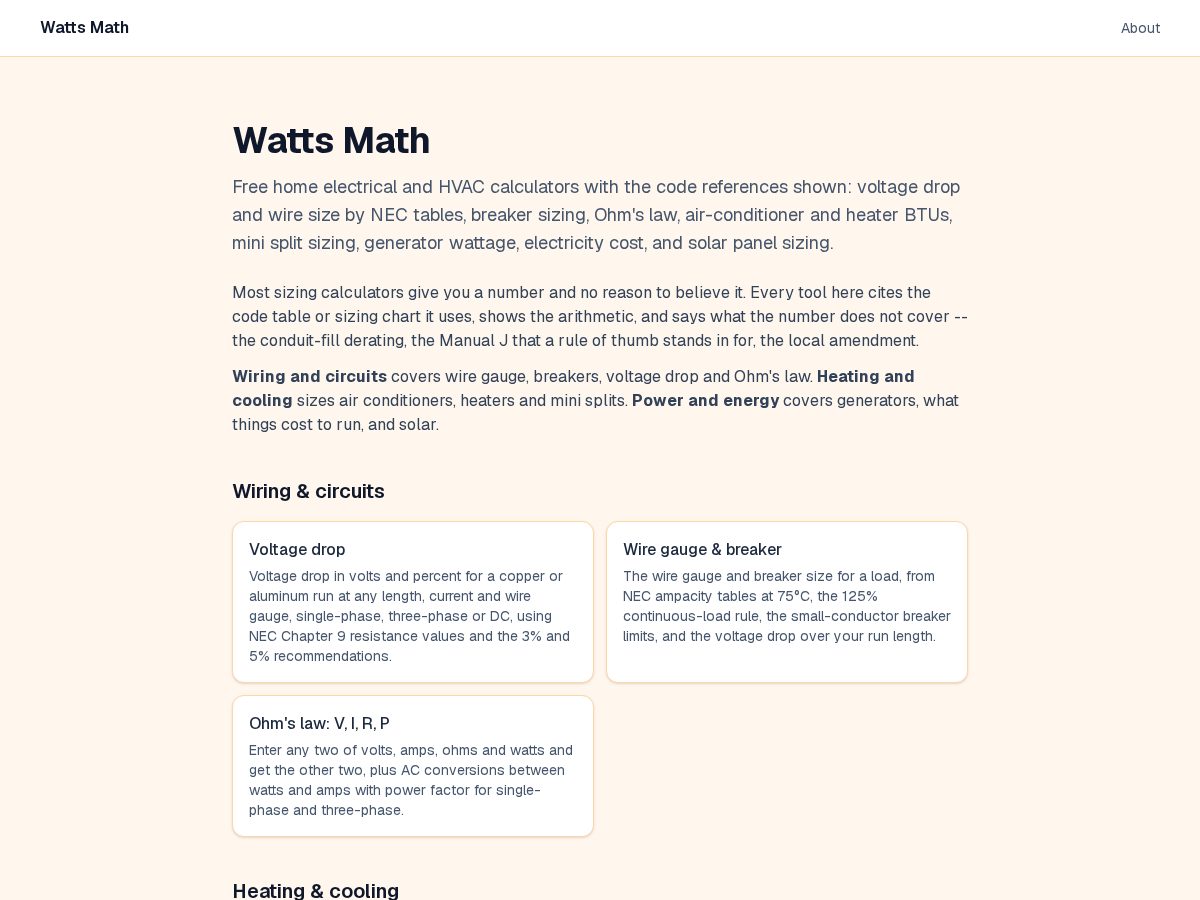 Landing-page snapshot of wattsmath.com