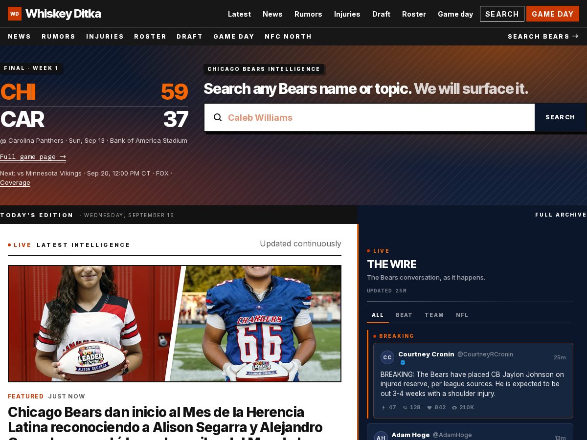 Landing-page snapshot of whiskeyditka.com