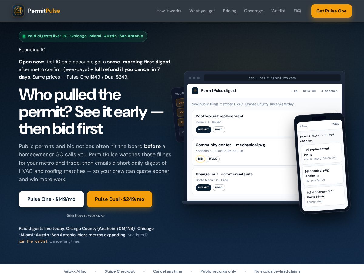 Landing-page snapshot of whopulledpermit.com