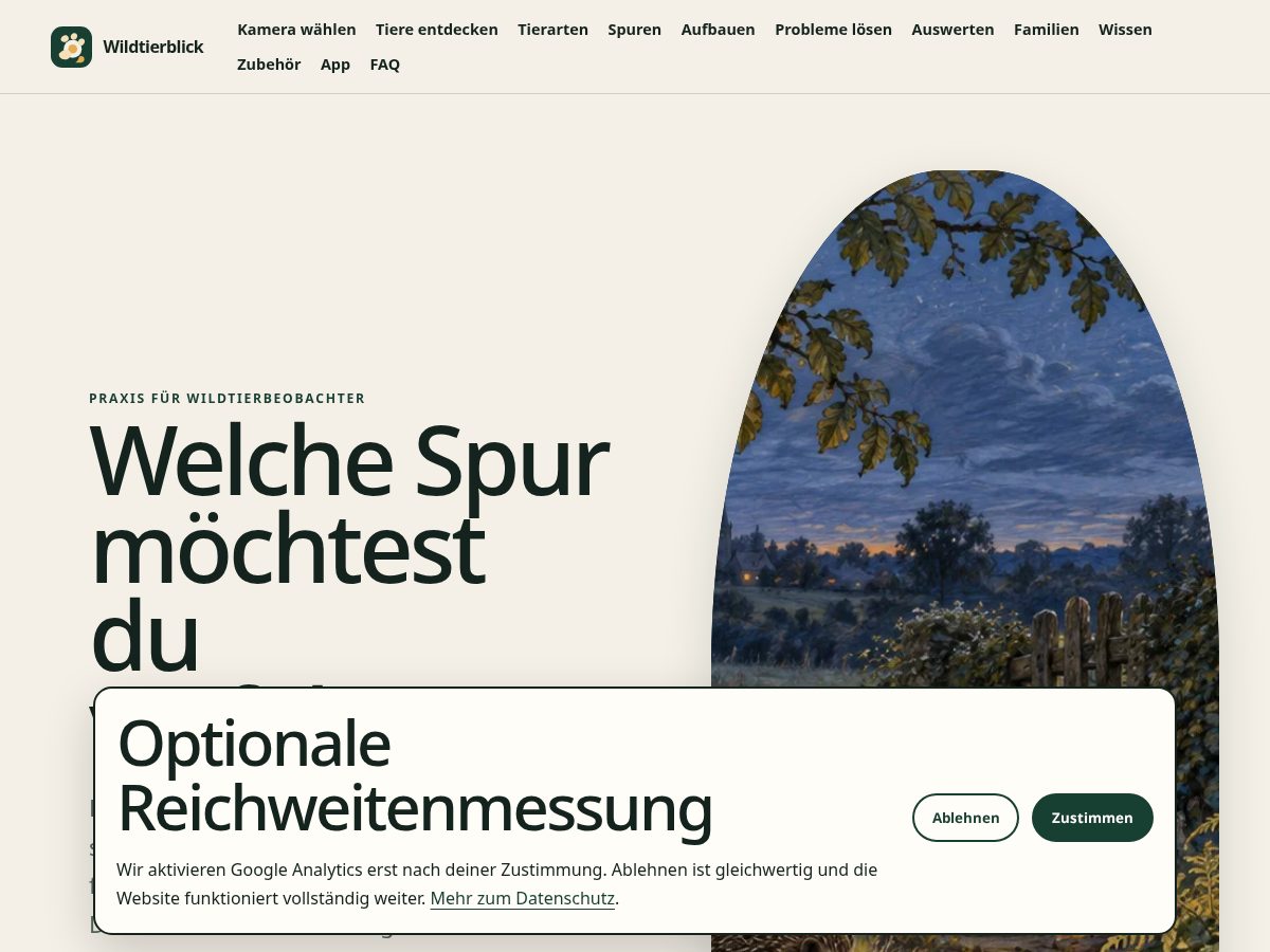 Landing-page snapshot of wildtierblick.com