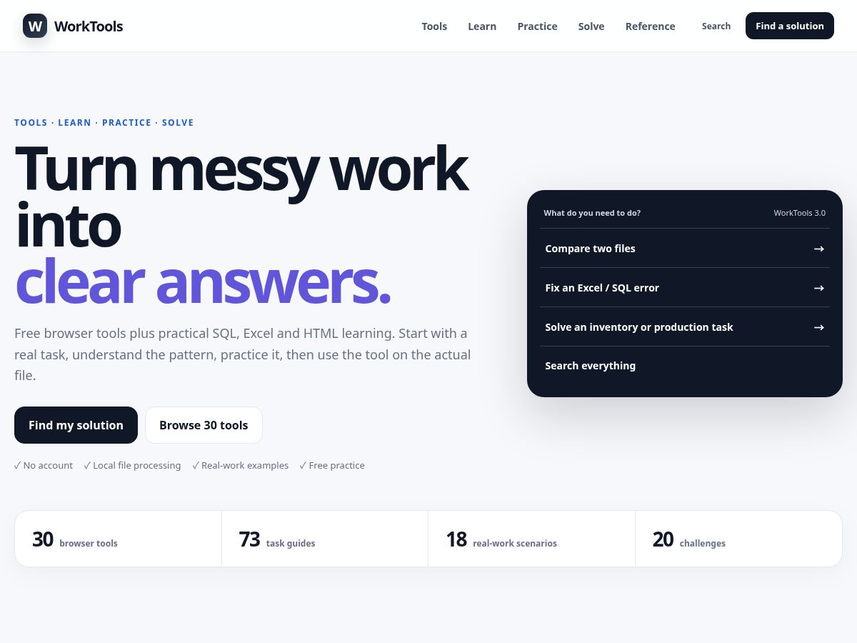 Landing-page snapshot of worktoolsapp.com