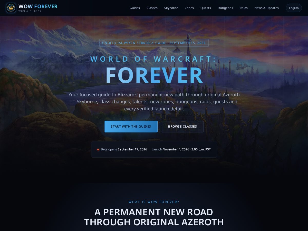 Landing-page snapshot of wowforeversite.wiki