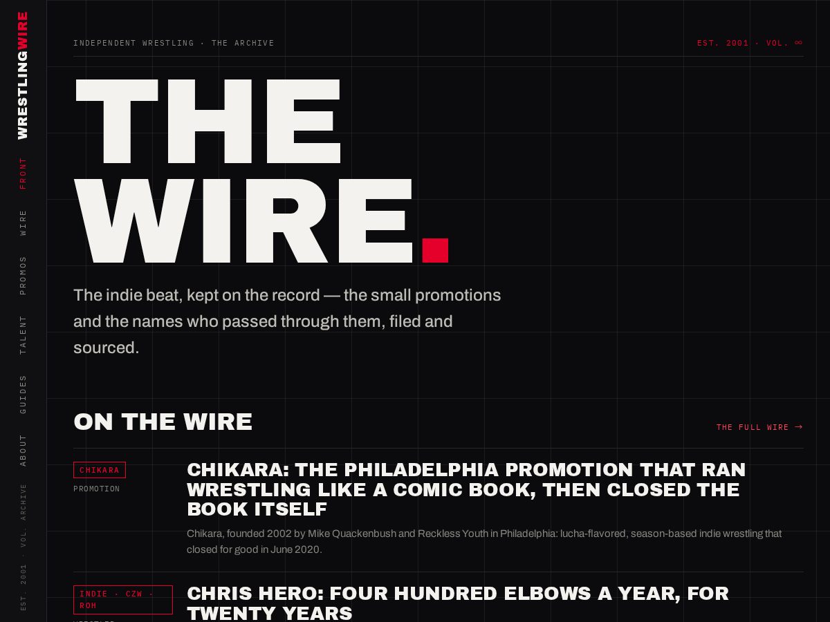 Landing-page snapshot of wrestlingwire.net
