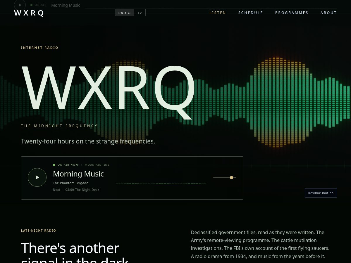 Landing-page snapshot of wxrq.org