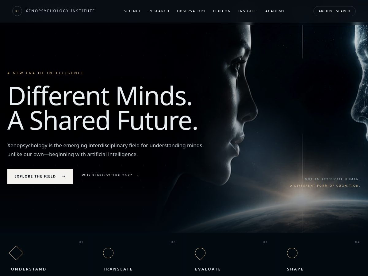 Landing-page snapshot of xenopsychology.com
