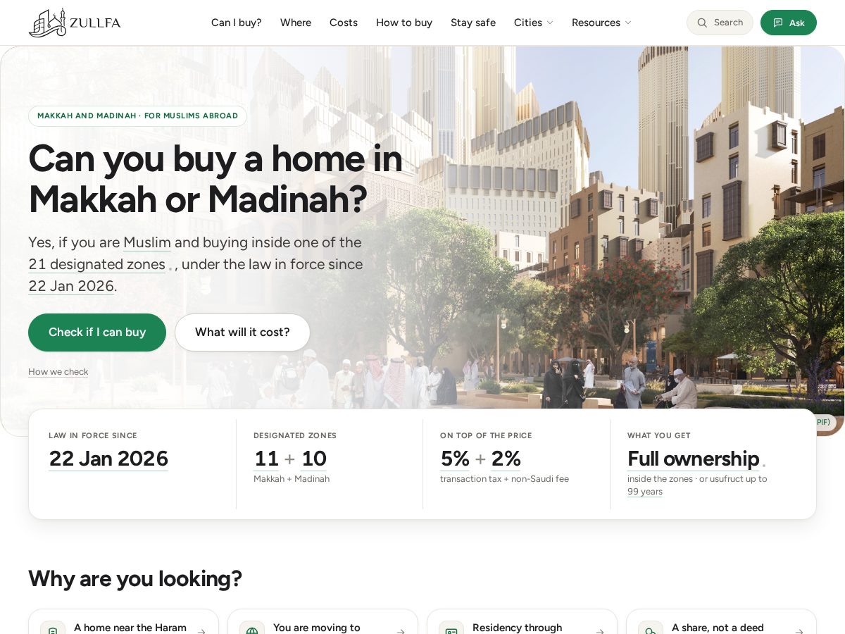 Landing-page snapshot of zullfa.com