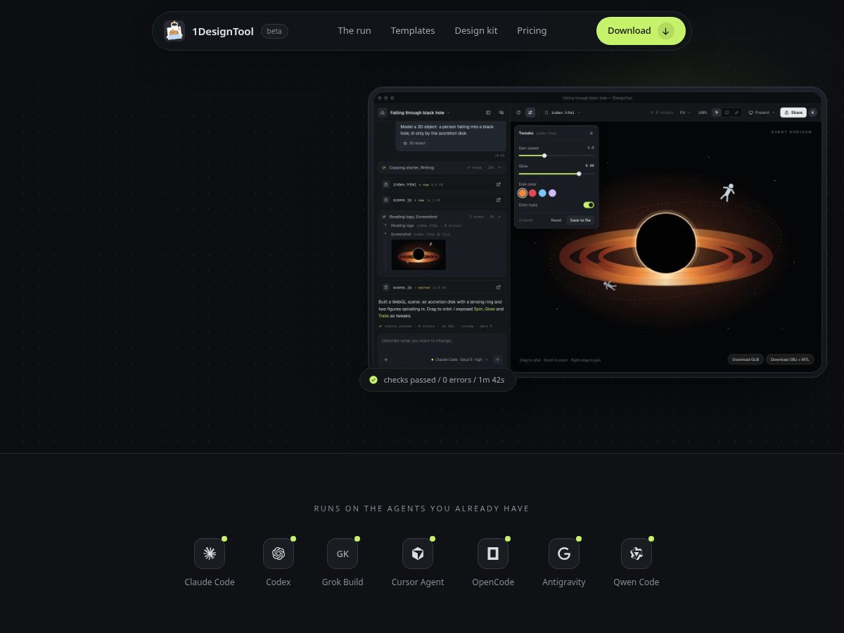 Landing-page snapshot of 1designtool.com