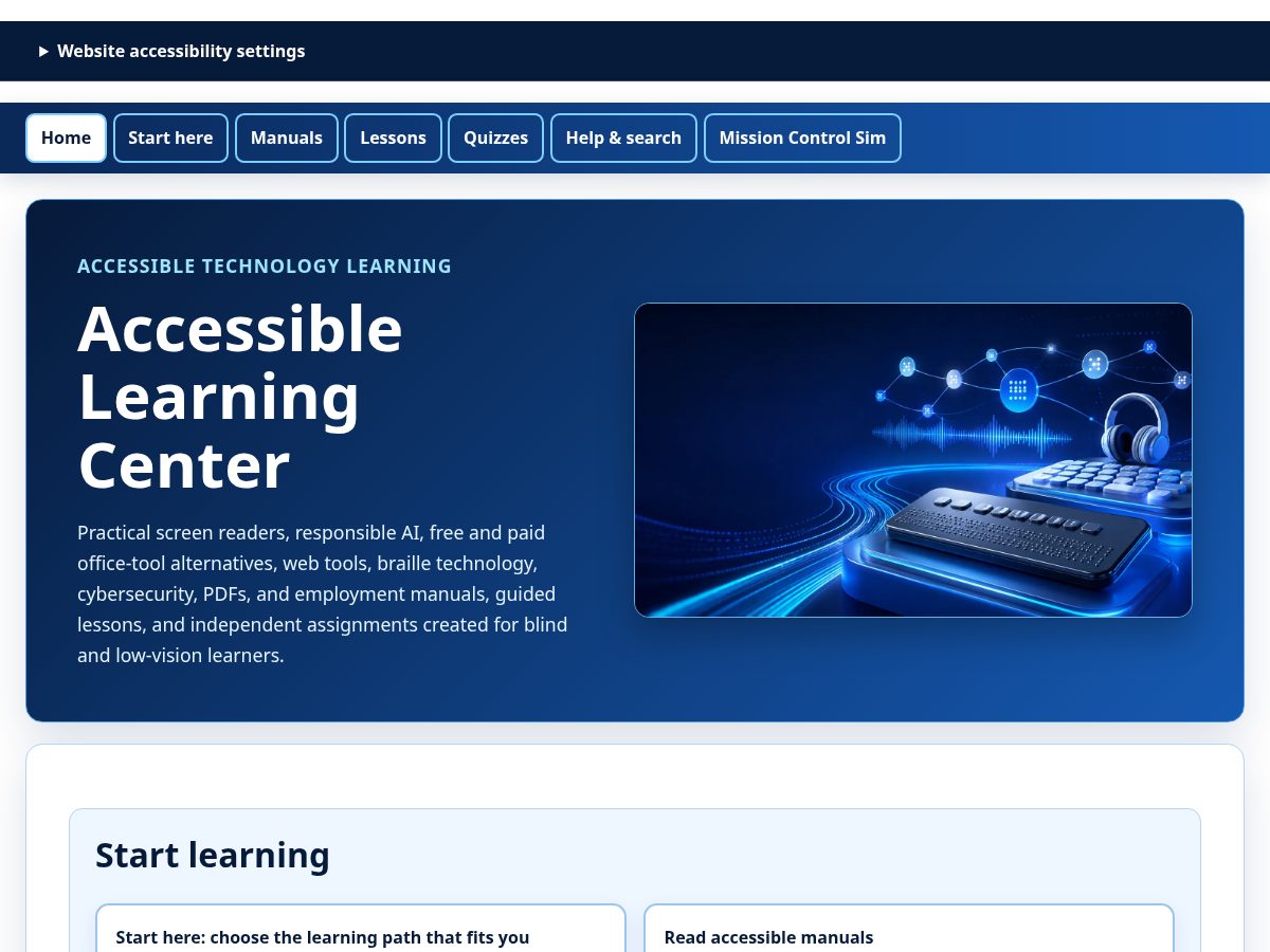 Landing-page snapshot of accessiblelearningcenter.org