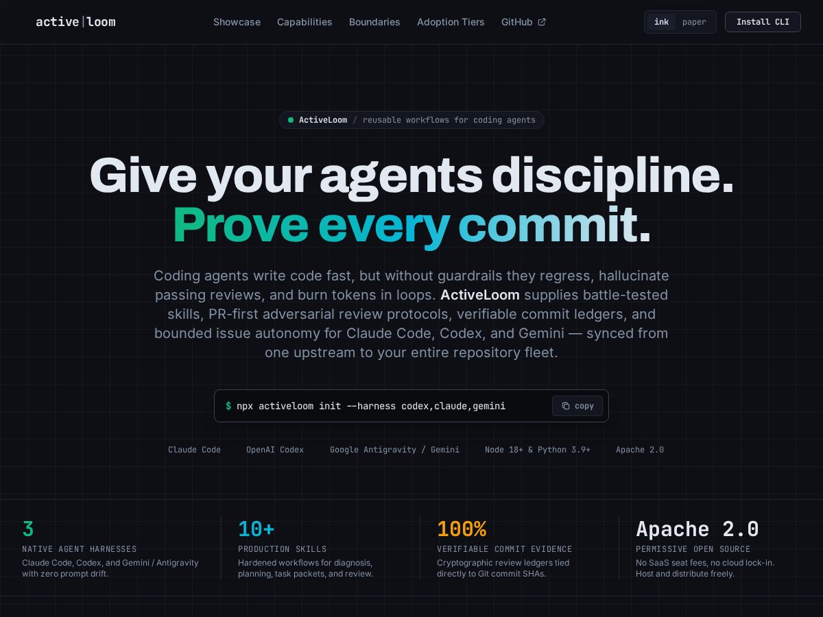 Landing-page snapshot of activeloom.dev