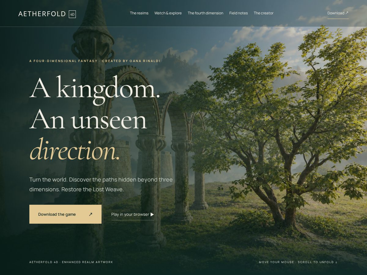 Landing-page snapshot of aetherfold4d.com