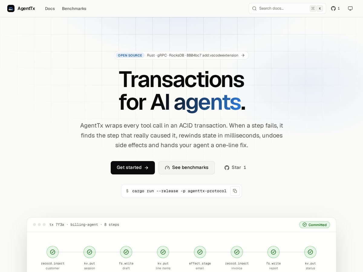 Landing-page snapshot of agenttx.site