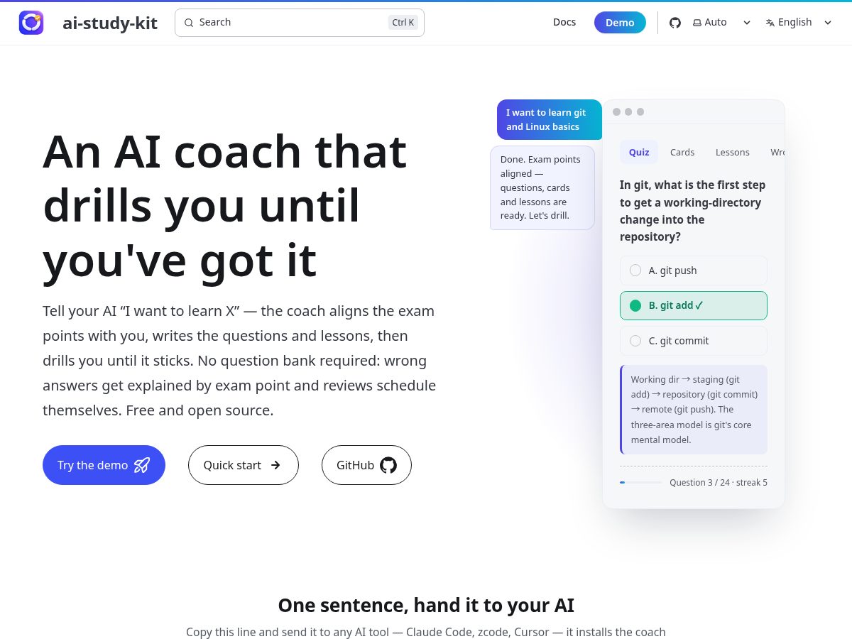 Landing-page snapshot of aistudykit.dev