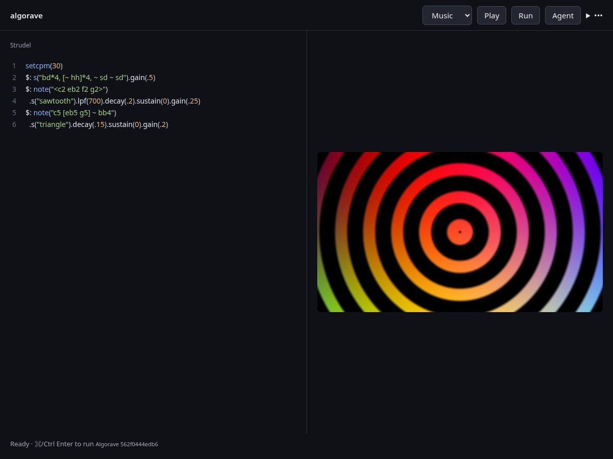 Landing-page snapshot of algorave.app