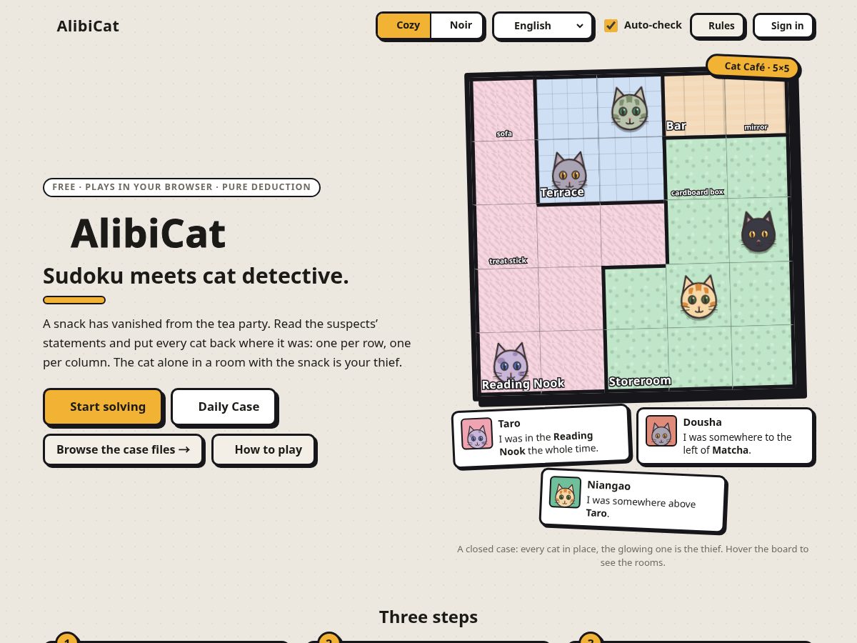 Landing-page snapshot of alibicat.com