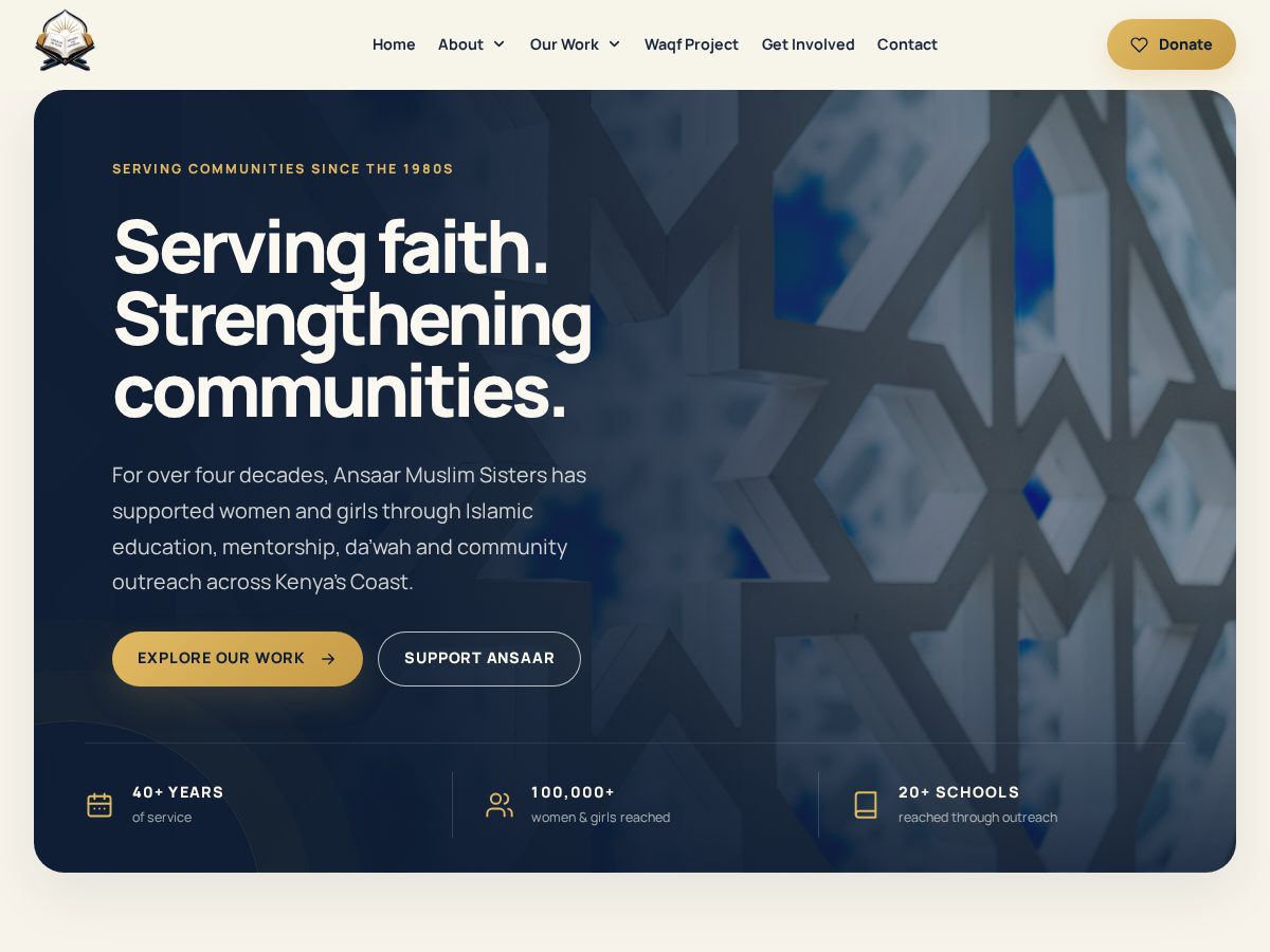 Landing-page snapshot of ansaarmuslimsisters.com