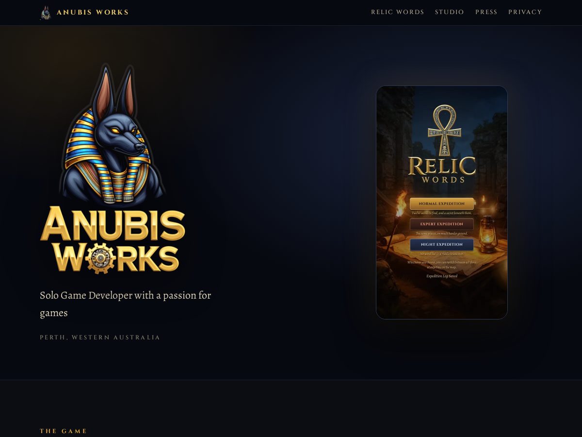 Landing-page snapshot of anubisworks.online