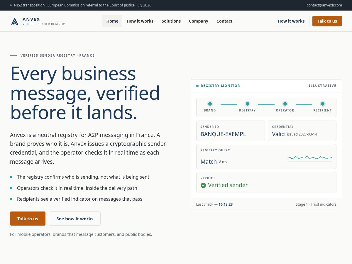 Landing-page snapshot of anvexfr.com