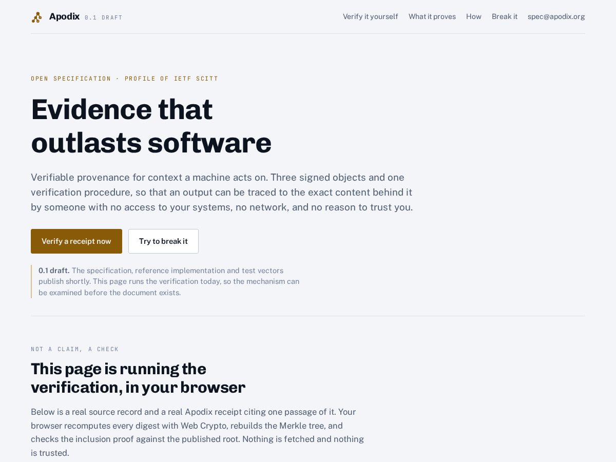 Landing-page snapshot of apodix.org