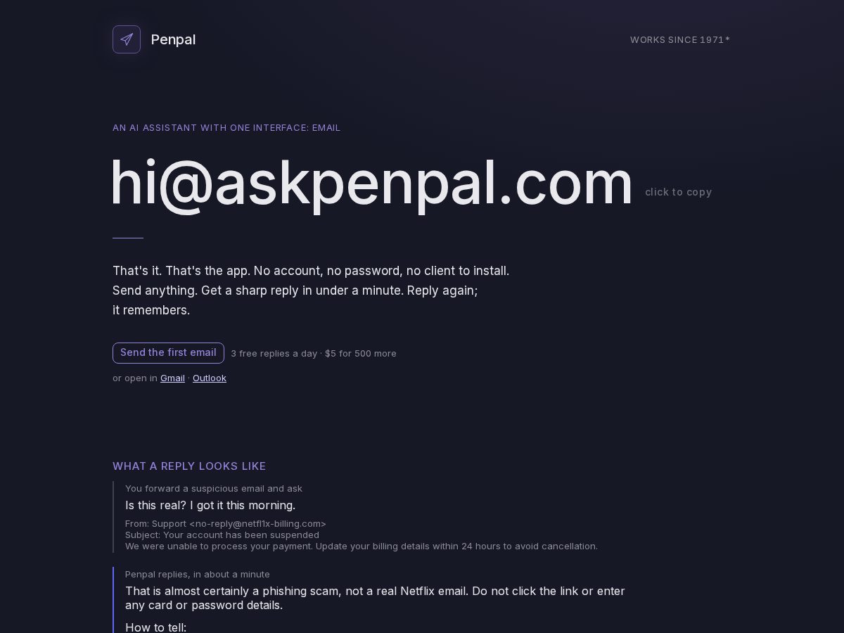 Landing-page snapshot of askpenpal.com