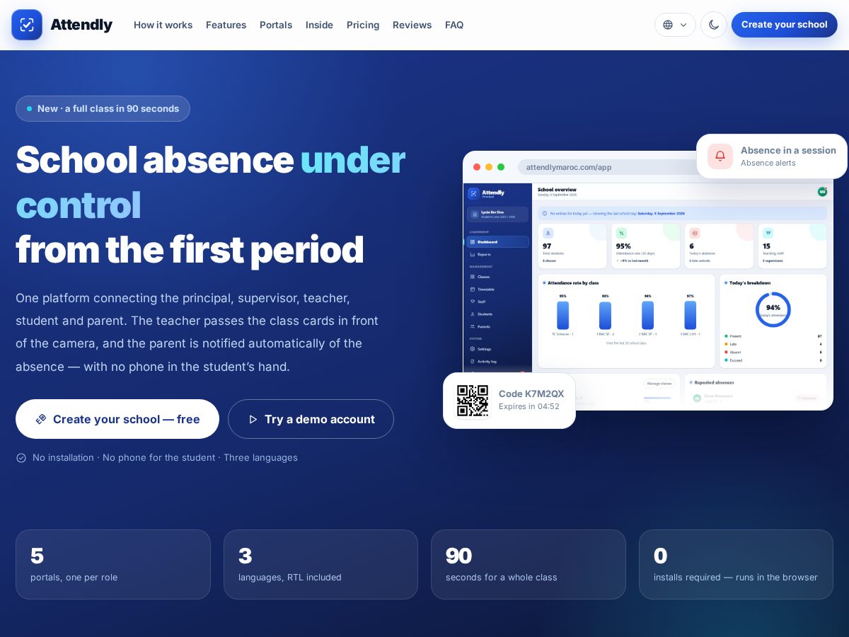 Landing-page snapshot of attendlymaroc.com