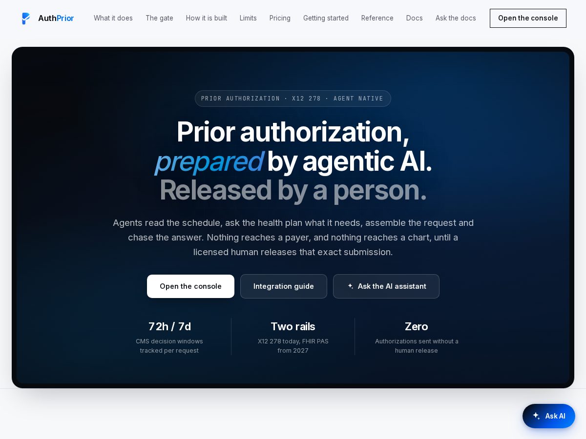 Landing-page snapshot of authprior.com