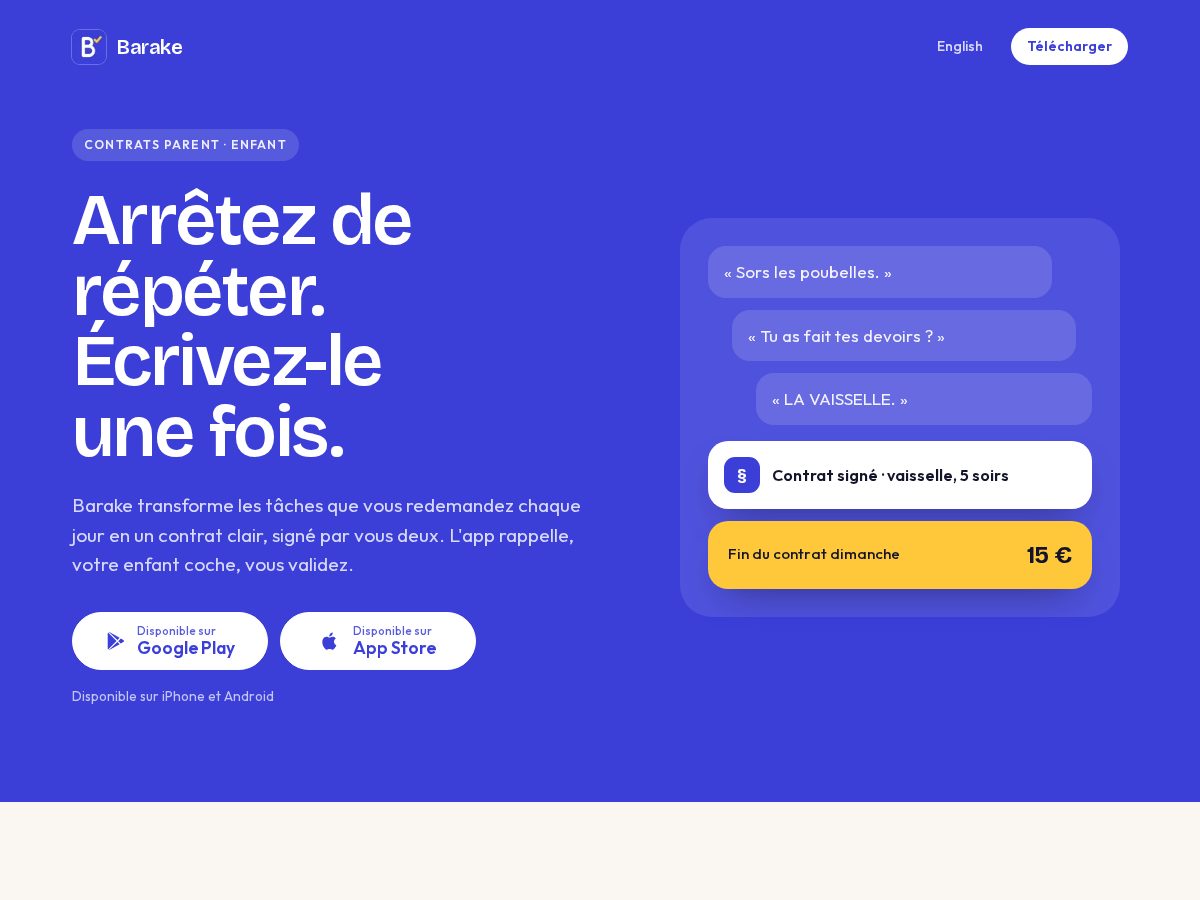 Landing-page snapshot of barake.app