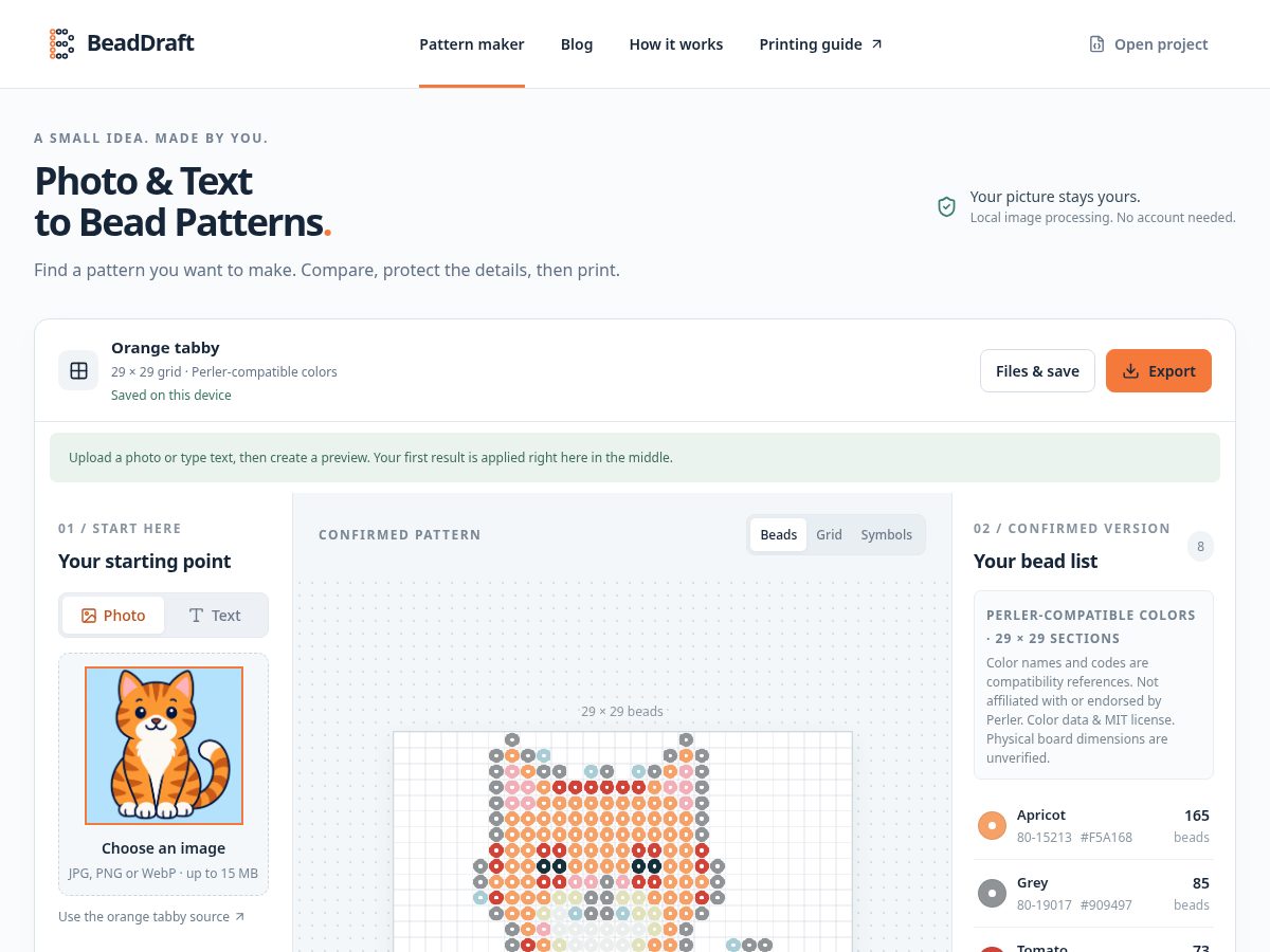 Landing-page snapshot of beaddraft.com
