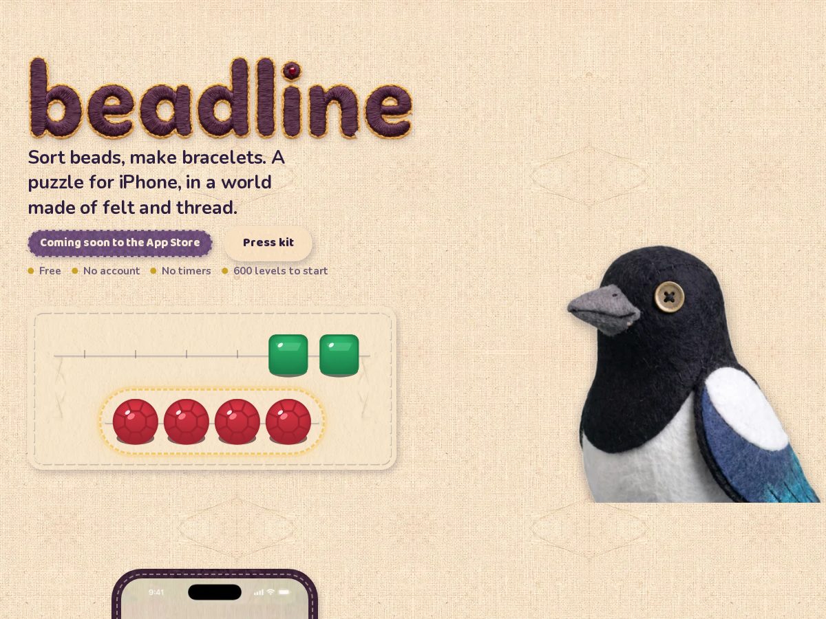 Landing-page snapshot of beadline.app