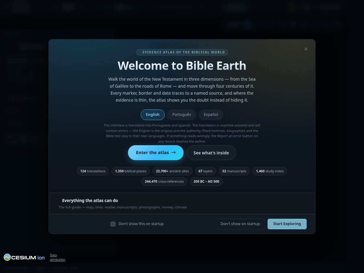 Landing-page snapshot of bible-earth.org